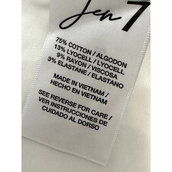 Jen7 Mid Rise Jean Shorts Frayed Hem Buttoned Zip Fly Solid Cream Women's 6 NWT - Picture 9 of 9